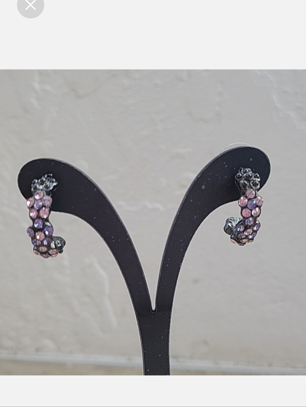 Pink and purple flower crystal earrings